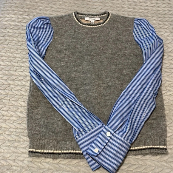 Derek Lam Mixed-Media Puff-Sleeve Sweater - Picture 4 of 7